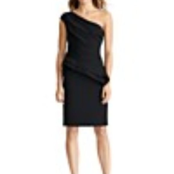 RALPH LAUREN Cocktail One Shoulder Dress Black Size 16 NWT - Picture 4 of 16